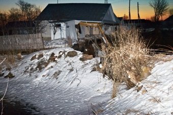 Три дома ушли под землю в Нижнем Новгороде